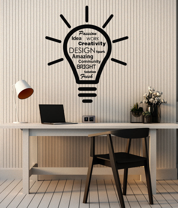 Vinyl Wall Decal Idea Work Creativity Design Passion Light Bulb Stickers Mural (g5535)