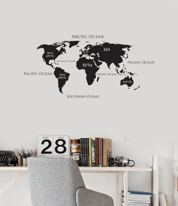 Vinyl Wall Decal Beautiful World Map Home Living Room School Decoration Stickers Mural (ig6202)