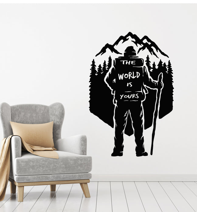 Vinyl Wall Decal World Travel Adventure Explorer Mountain Stickers Mural (g4403)