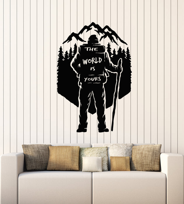 Vinyl Wall Decal World Travel Adventure Explorer Mountain Stickers Mural (g4403)