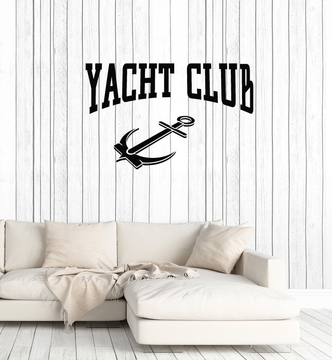 Vinyl Wall Decal Yacht Club Luxury Boat Sailing Anchor Nautical Style Stickers Mural (g4044)