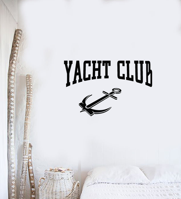 Vinyl Wall Decal Yacht Club Luxury Boat Sailing Anchor Nautical Style Stickers Mural (g4044)