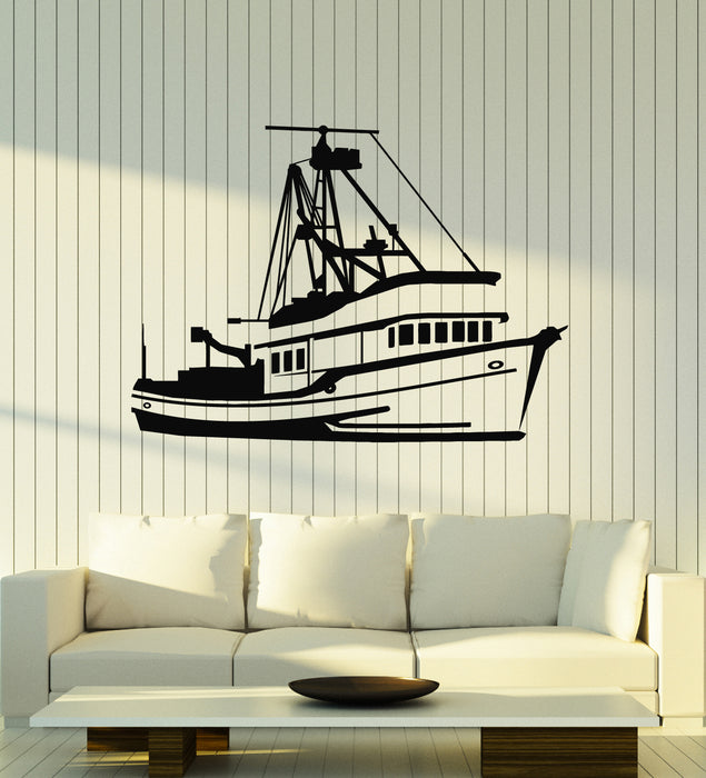 Vinyl Wall Decal Fishing Boat Nautical Marine Sea Ship Decor Stickers Mural (g7324)