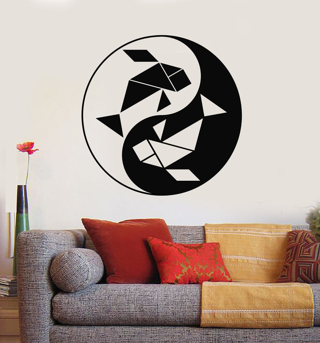 Vinyl Wall Decal Geometric Small Fish Yin Yang Zen Asian Style Stickers Mural (g1262)