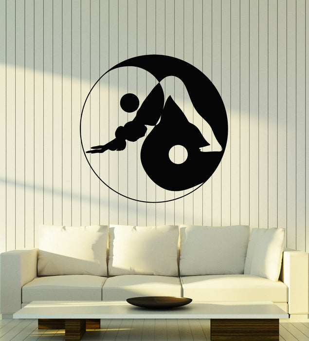 Vinyl Wall Decal  Yin Yang Meditation Room Yoga Pose Zen Stickers Mural (g1705)