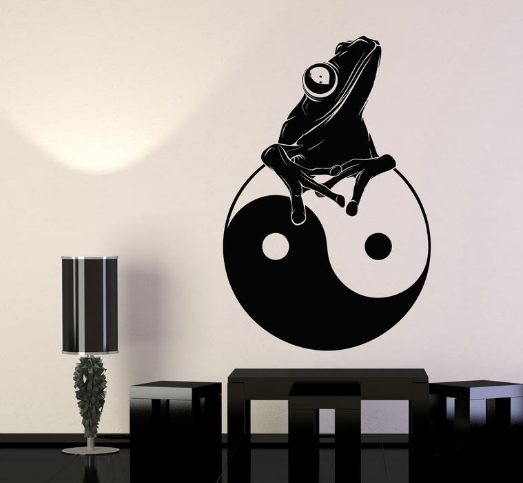 Vinyl Wall Decal Frog Silhouette Yin Yang Zen Asian Style Stickers Mural (g7119)
