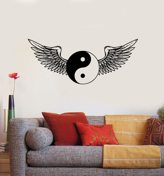 Vinyl Wall Decal Yin-Yang Wings Oriental Chinese Symbol Stickers Mural (g3397)