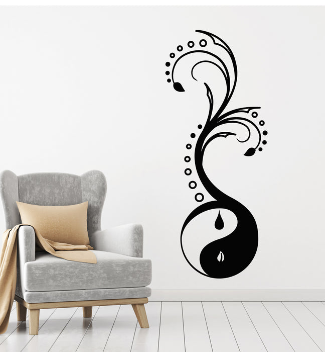 Vinyl Wall Decal Abstract Yin Yan Symbol Zen Nature Oriental Art Stickers Mural (g1062)