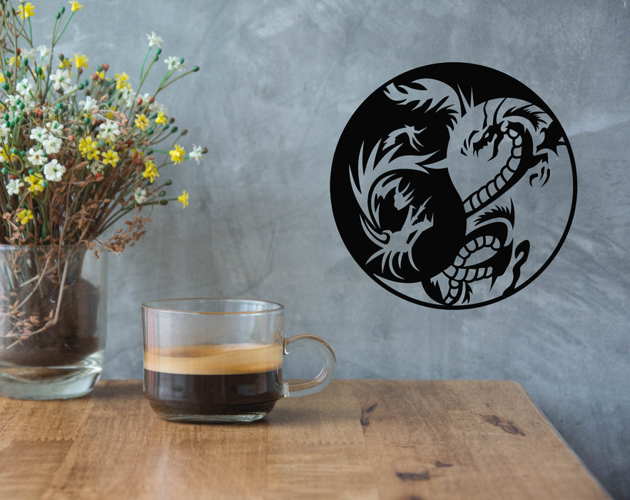 Vinyl Wall Decal Couple Dragon Yin Yang Zen Chinese Oriental Symbol Stickers Mural (g4735)