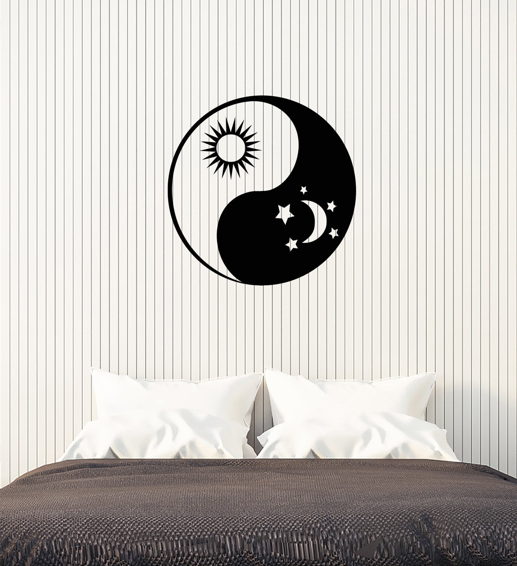 Vinyl Wall Decal Yin Yang Sun Moon Stars Bedroom Decoration Dream Room ...