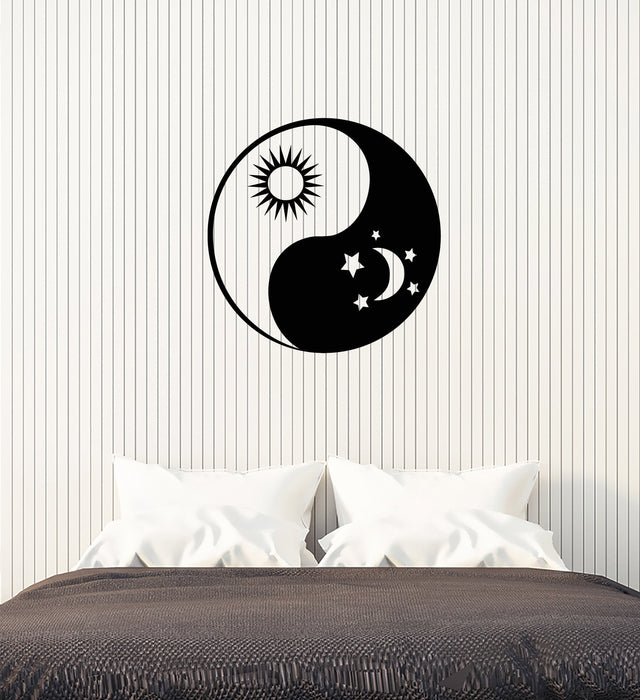Autocollant mural en vinyle Yin Yang Soleil Lune Étoiles Décoration de chambre à coucher Autocollants de chambre de rêve Mural (ig5529)