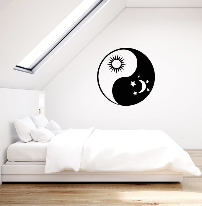 Vinyl Wall Decal Yin Yang Sun Moon Stars Bedroom Decoration Dream Room Stickers Mural (ig5529)