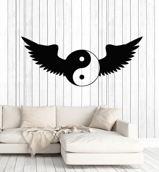 Vinyl Wall Decal Ying Yang Wings Chinese Oriental Home Interior Stickers Mural (g5153)