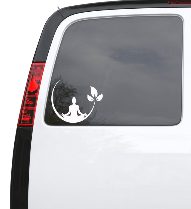 INDIGOS UG Adesivo Auto JDM 'Namaste Yoga Tibet Buddha' – Bianco, 149x40 Mm – Pellicola Tedesca Resistente UV Per Auto E Laptop
