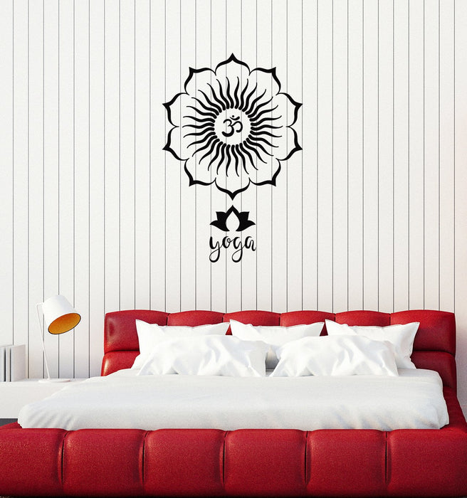 Vinyl Wall Decal Yoga Lotus Flower Mandala Hinduism Room Decor Art Stickers Mural (ig5604)