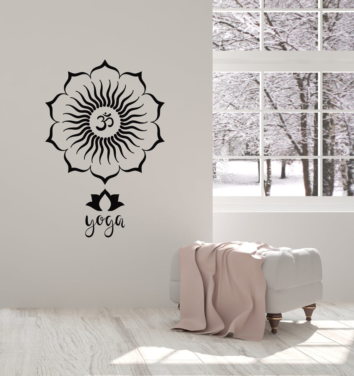 Vinyl Wall Decal Yoga Lotus Flower Mandala Hinduism Room Decor Art Sti ...