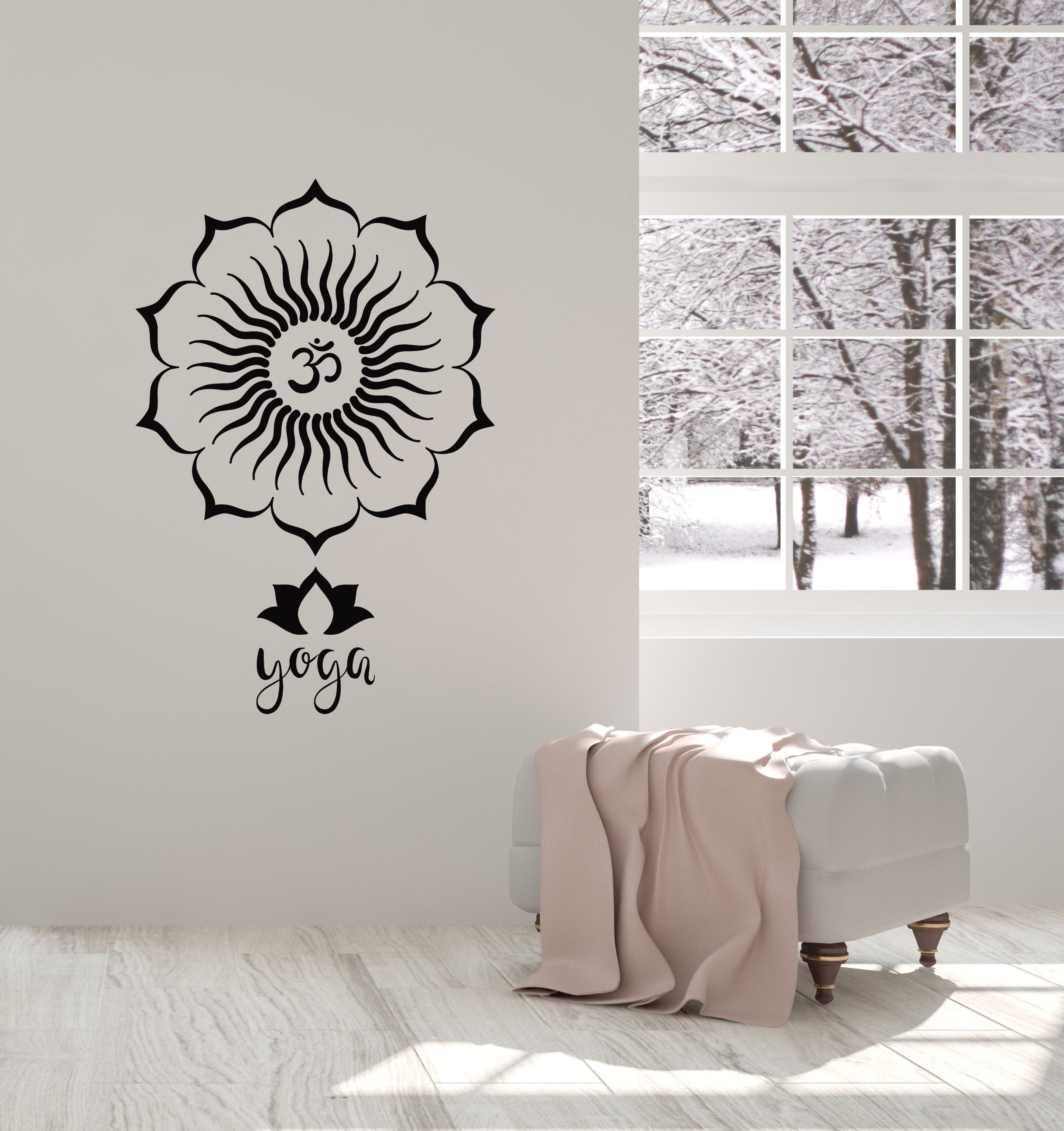 Vinyl Wall Decal Yoga Lotus Flower Mandala Hinduism Room Decor Art Sti ...