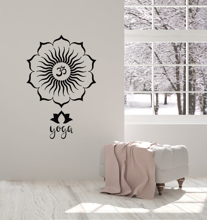 Vinyl Wall Decal Yoga Lotus Flower Mandala Hinduism Room Decor Art Stickers Mural (ig5604)