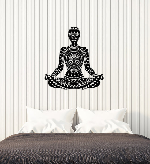 Vinyl Wall Decal Yoga Pose Mandala Meditation Room Interior Art Stickers Mural (ig5720)