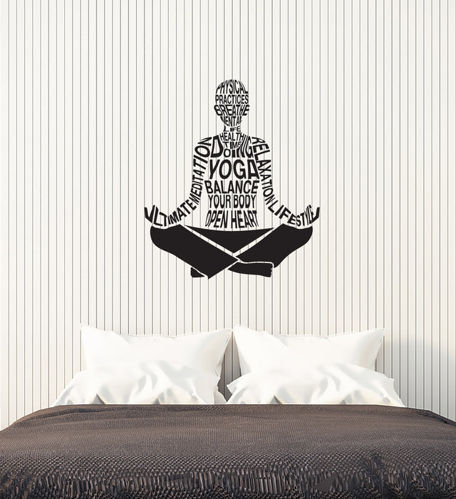 Autocollant mural en vinyle avec mots de pose de yoga pour salle de méditation, autocollants d'intérieur zen (ig5929)