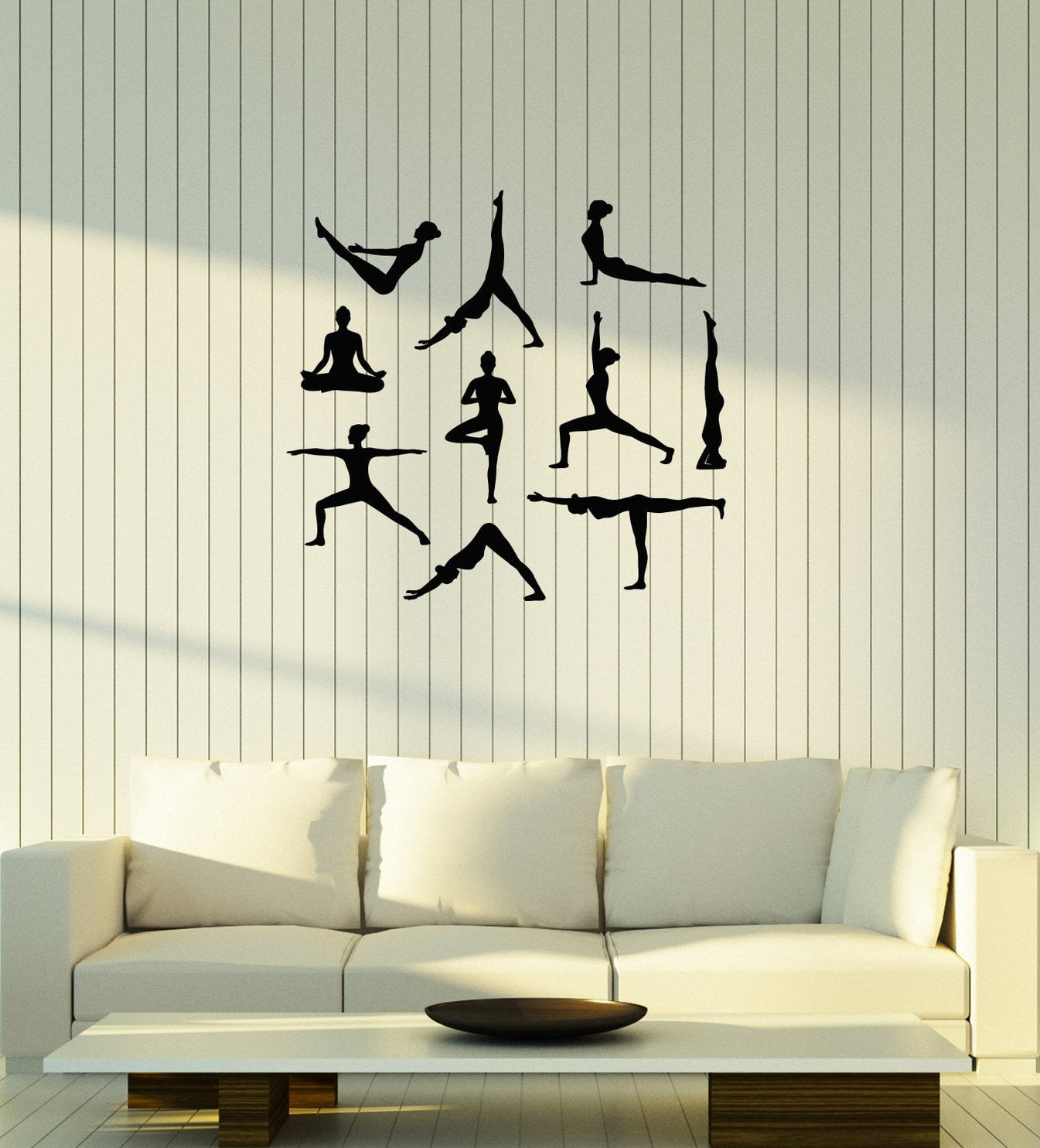Vinyl Wall Decal Yoga Poses Women Meditation Room Art Interior Sticker ...