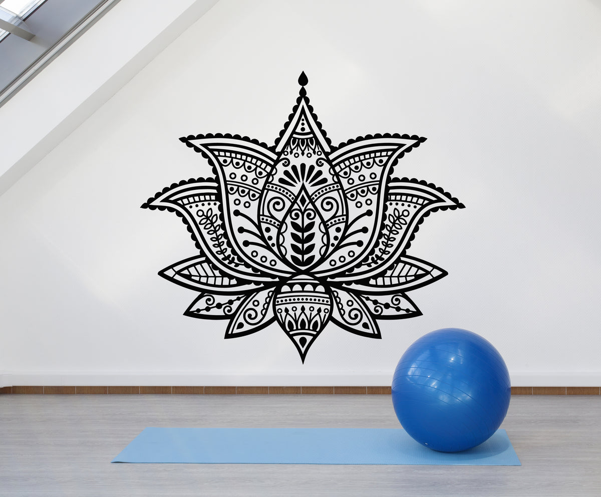 Vinyl Wall Decal Lotus Flower Buddhism Yoga Studio Meditation Stickers ...