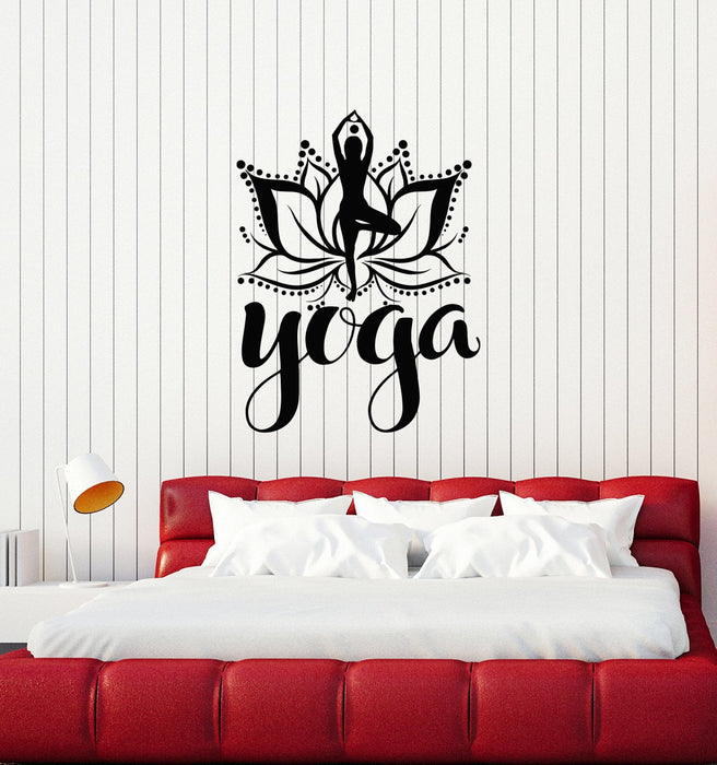 Vinyl Wall Decal Yoga Lotus Meditation Room Buddhism Hinduism Interior Stickers Mural (ig5794)