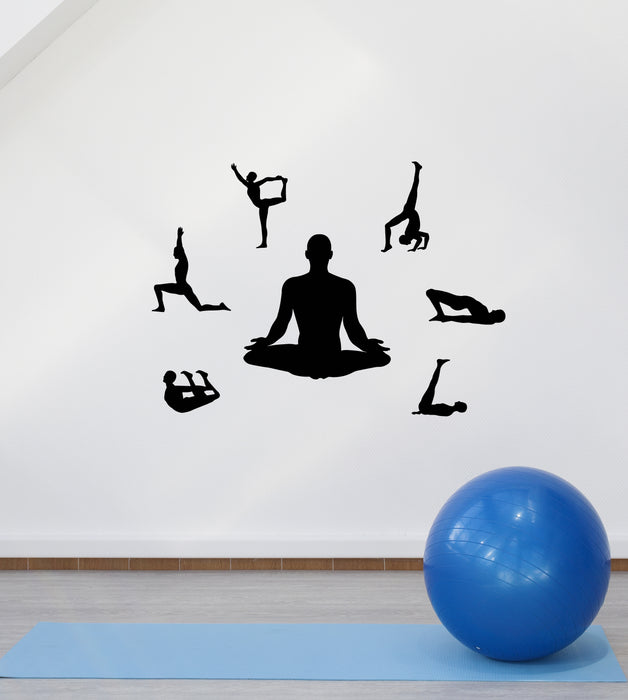 Autocollant mural en vinyle pour salle de yoga, poses de méditation, bouddhisme, hindouisme (ig6122)