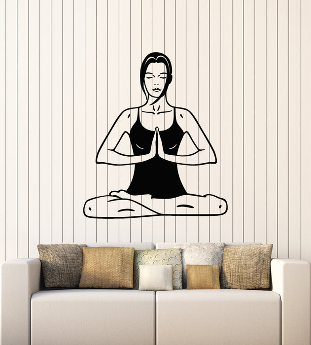 Vinyl Wall Decal Yoga Girl Lotus Balance Pose Meditation Center Stickers Mural (g2599)
