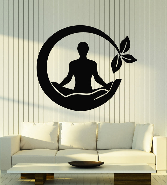 Autocollant mural en vinyle Yoga Méditation Lotus Pose Abstrait Main Paume Murale (g2767)