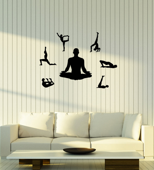 Autocollant mural en vinyle pour salle de yoga, poses de méditation, bouddhisme, hindouisme (ig6122)