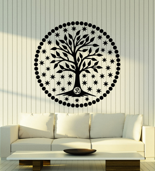 Vinyl Wall Decal Yoga Tree Leaves Buddhism Stars Meditation Zen Stickers Mural (g1188)