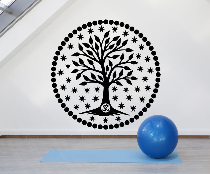 Vinyl Wall Decal Yoga Tree Leaves Buddhism Stars Meditation Zen Stickers Mural (g1188)
