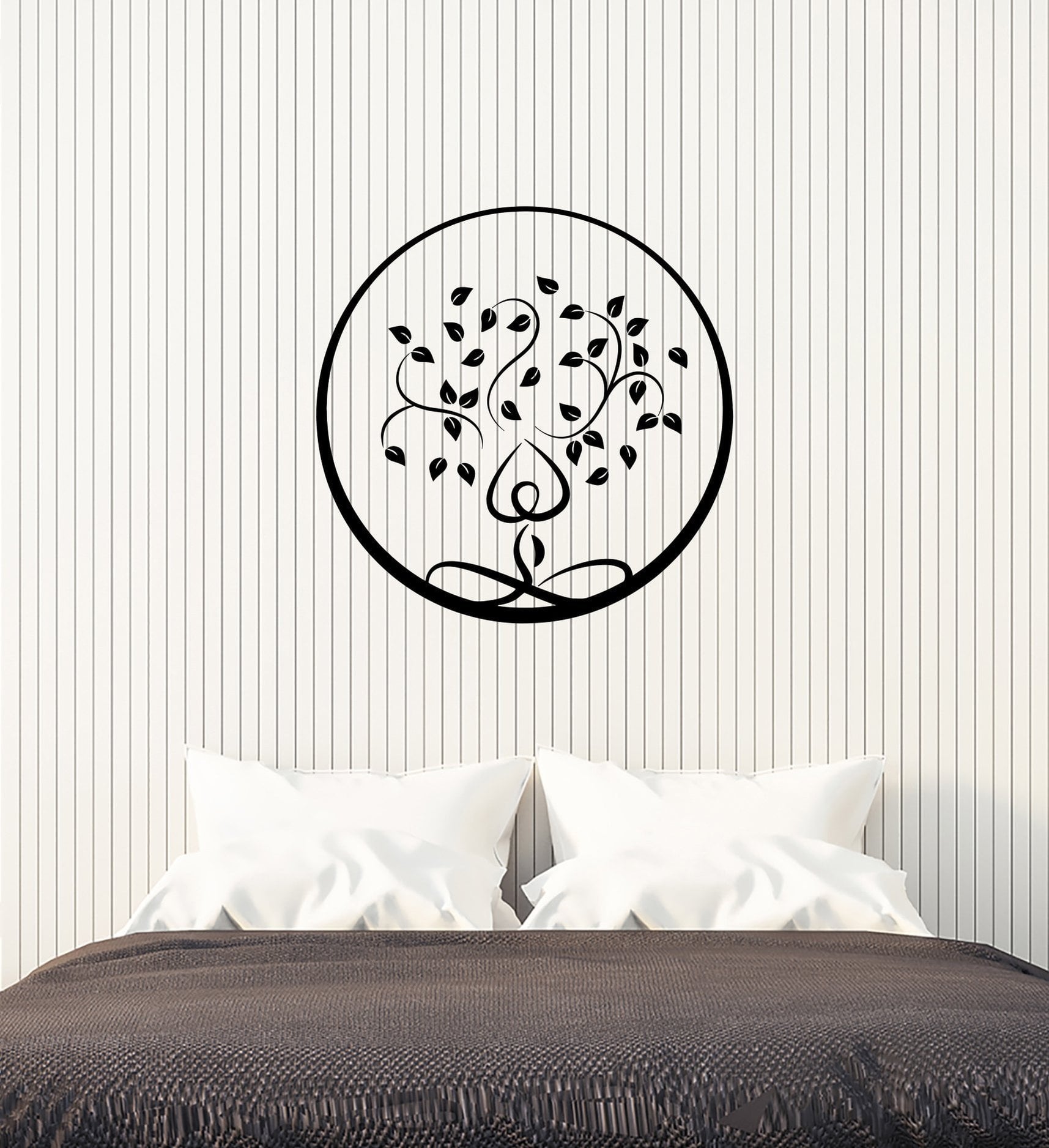 Vinyl Wall Decal Yoga Tree Leaves Zen Circle Buddhism Interior Art Sti ...