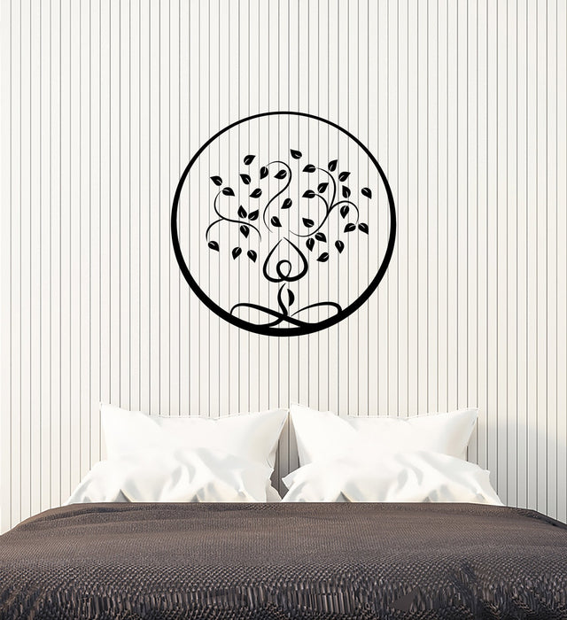 Vinyl Wall Decal Yoga Tree Leaves Zen Circle Buddhism Interior Art Stickers Mural (ig5857)
