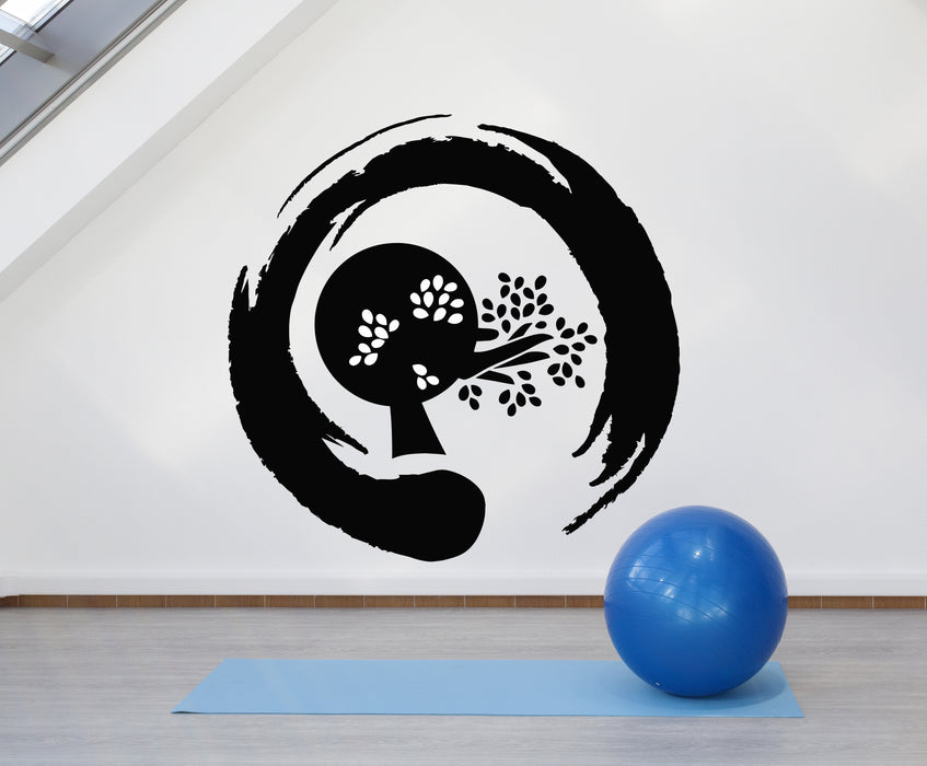 Vinyl Wall Decal Enso Circle Zen Yoga Studio Mediation Tree Balance Stickers Mural (g1165)