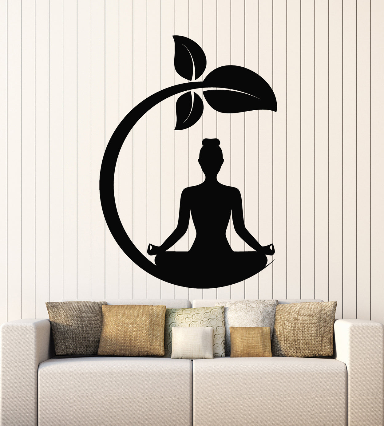 Vinyl Wall Decal Meditating Girl Lotus Pose Sprout Zen Yoga Room Stick ...