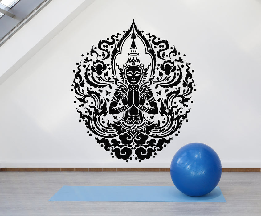 Vinyl Wall Decal Buddha Blossom Yoga Meditation Studio Zen Stickers Mural (g567)
