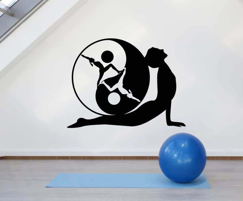Vinyl Wall Decal Yoga Pose Yin-Yang Symbol Meditation Zen Stickers Mural (g662)
