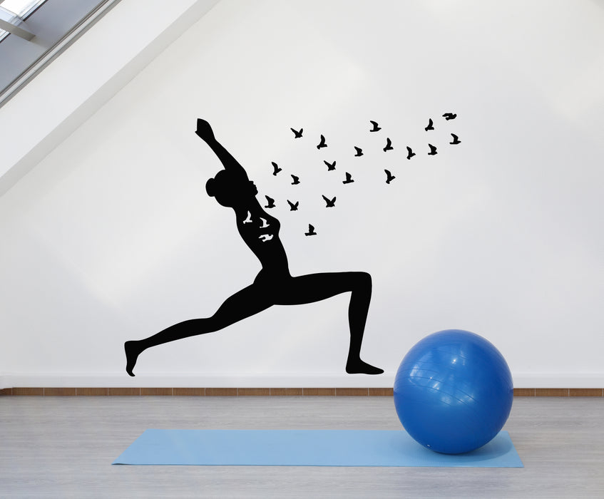 Vinyl Wall Decal Yoga Pose Bird Mediation Girl Zen Balance Stickers Mural (g732)