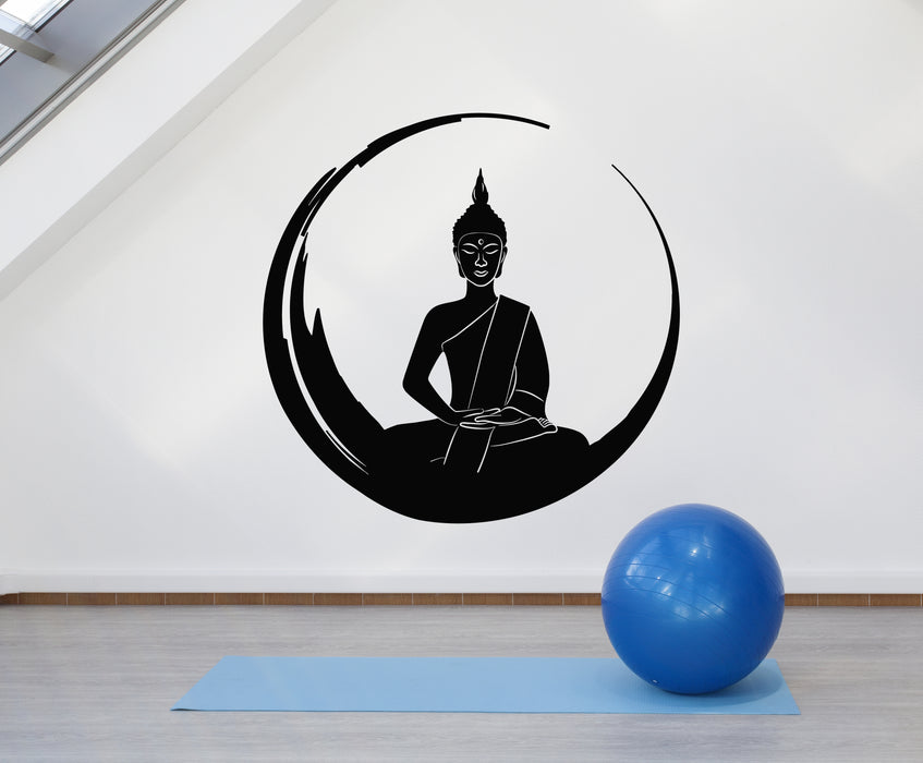 Vinyl Wall Decal Circle Buddha Yoga Studio Buddhism Meditation Zen Stickers Mural (g854)