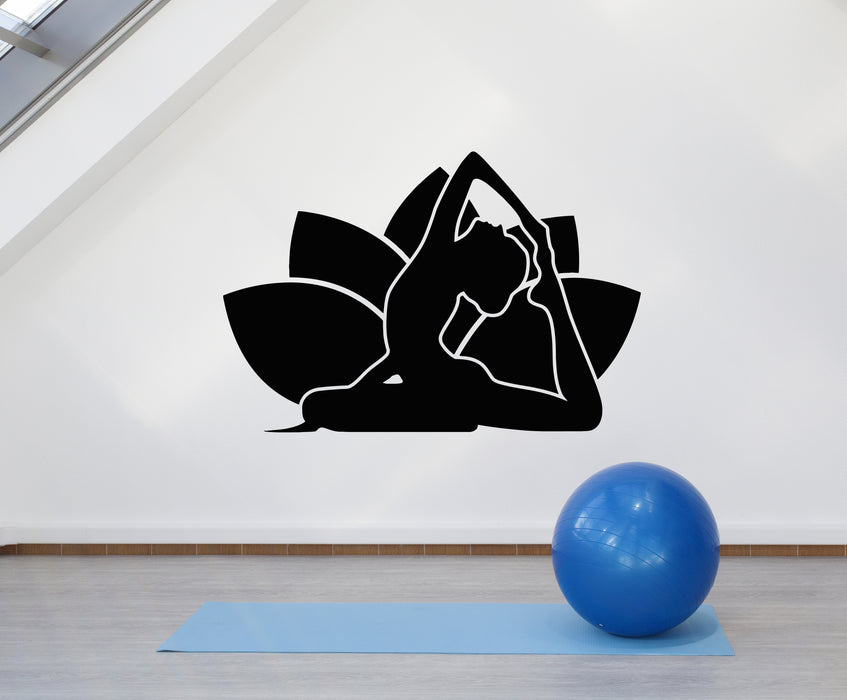 Vinyl Wall Decal Lotus Pose Health Meditation Yoga Girl Flower Zen Stickers Mural (g1436)