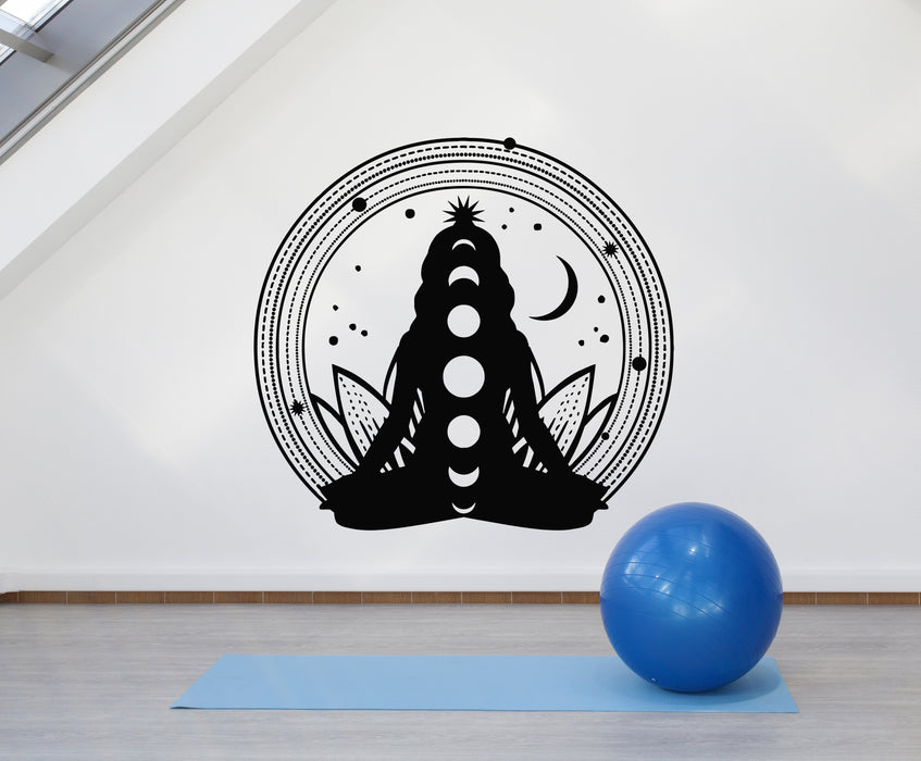 Vinyl Wall Decal Lotus Pose Meditation Circle Yoga Zen Relaxation Stickers Mural (g2442)
