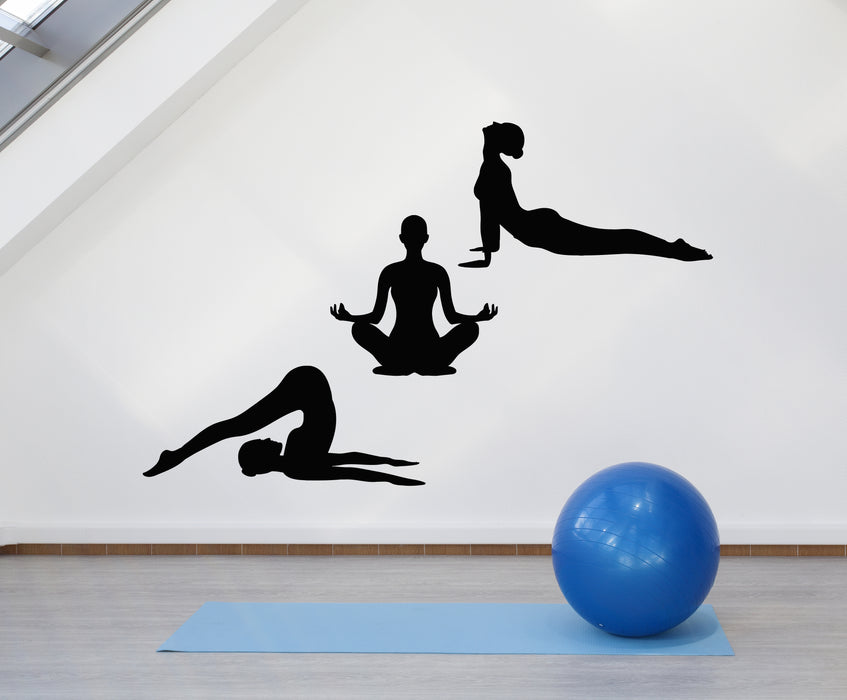 Vinyl Wall Decal Yoga Style Lotus Pose Beautiful Girls Healthy Life Stickers Mural (g857)