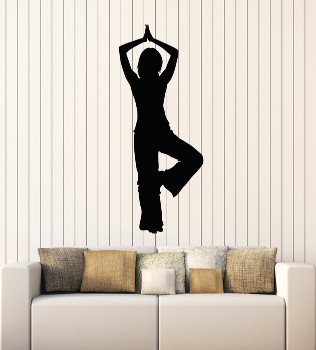 Vinyl Wall Decal Yoga Pose Studio Girl Meditation Relaxation Balance Stickers Mural (g2878)