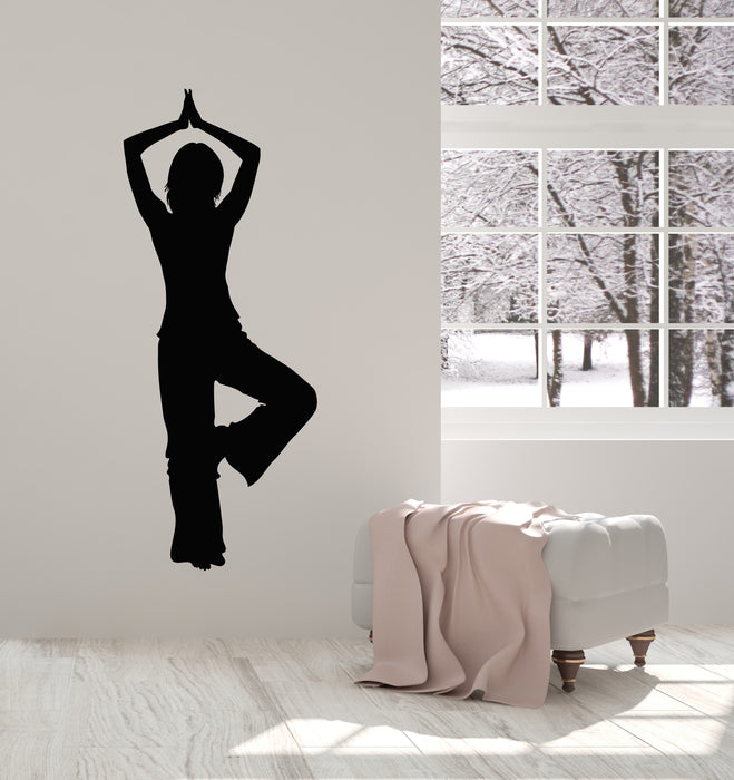 Vinyl Wall Decal Yoga Pose Studio Girl Meditation Relaxation Balance Stickers Mural (g2878)
