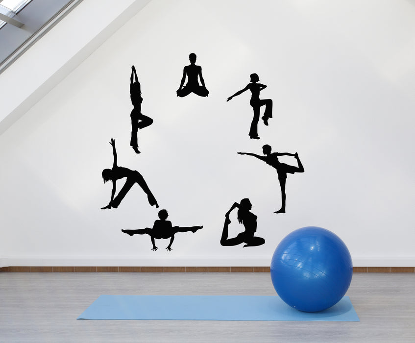 Vinyl Wall Decal Circle Yoga Pose Meditation Relaxation Balance Decor Stickers Mural (g2877)