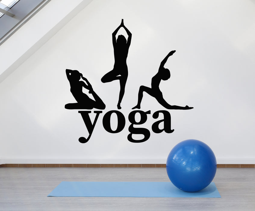 Vinyl Wall Decal Yoga Woman Pose Strength Mediation Zen Balance Stickers Mural (g2895)