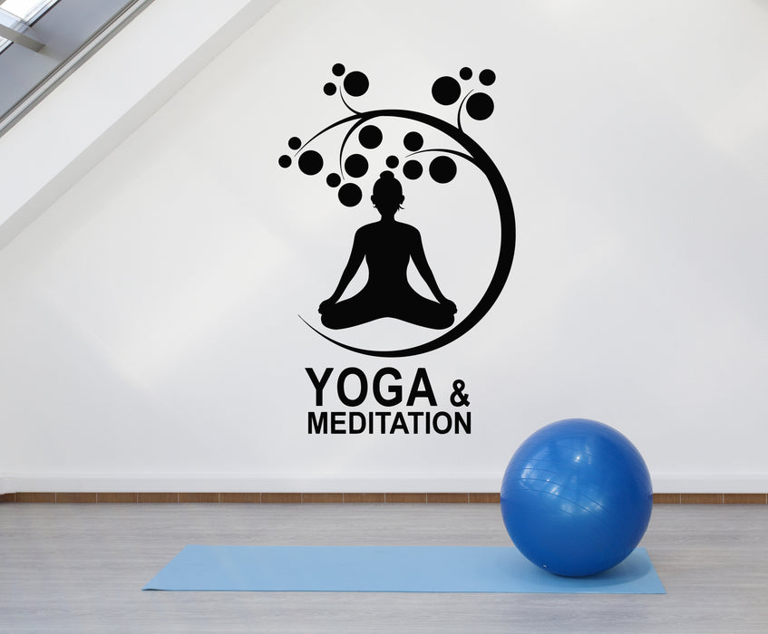 Vinyl Wall Decal Meditation Room Girl Lotus Pose Yoga Studio Stickers Mural (g3823)