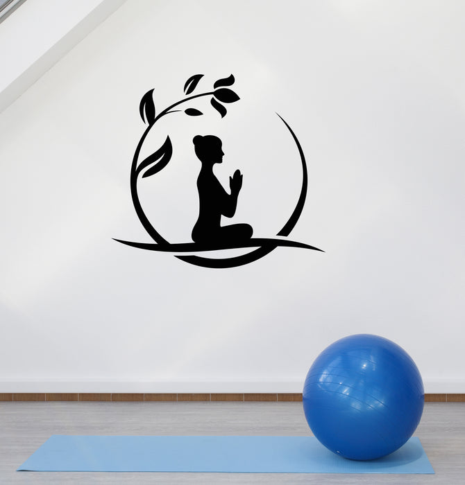 Yoga Room Vinyl Decal Relax Circle Flower Namaste Stickers Mural (k275)